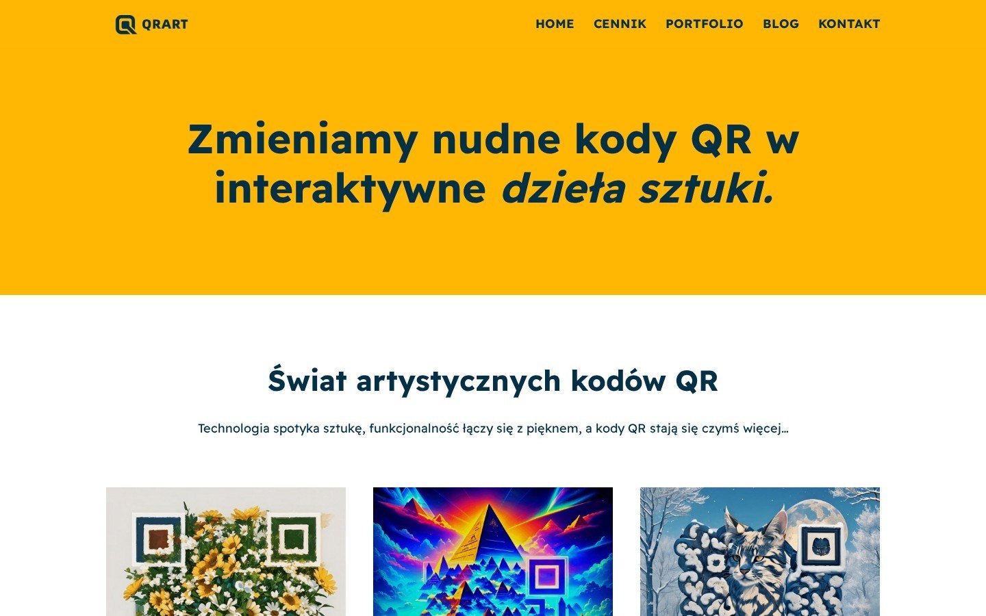 Strona QR ART — widok na komputerze